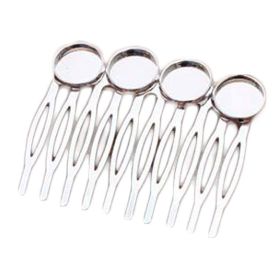 5 Pcs Silver Tone 10 Teeth Metal Side Comb Cabochon Setting Hairpin DIY Artcraft Project Decorative Comb Hair Pin